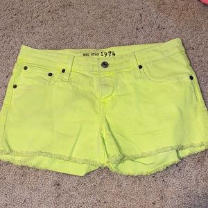 NEON YELLOW JEAN SHORTS